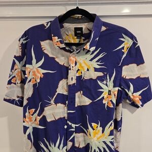 Vans Purple Floral Short-Sleeve Button Down Shirt